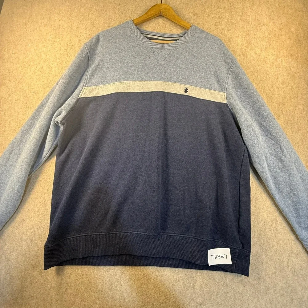 IZOD Advantage Performance Mens XL Sweatshirt Colorblock Blue Crewneck Pullover